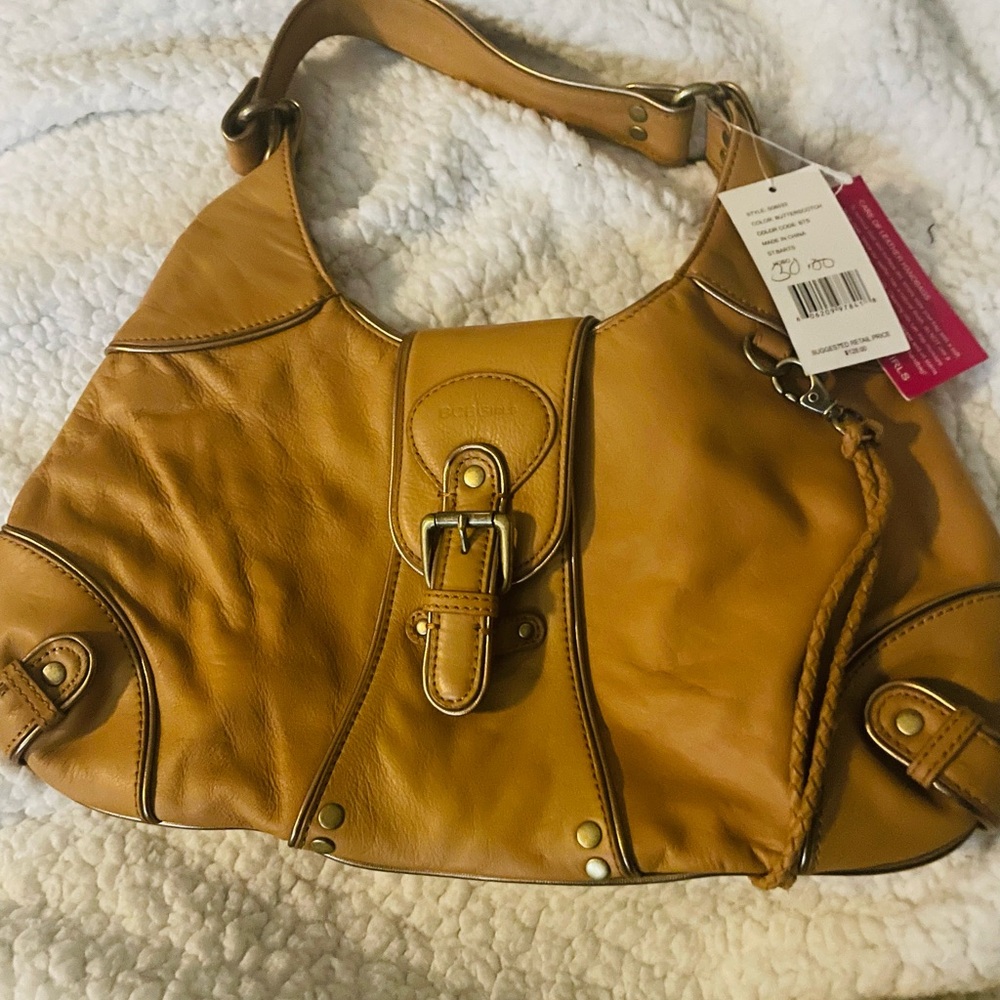 Women’s leather hobo bag, tan